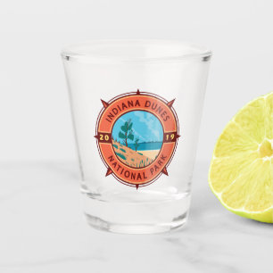 Indiana Dunes National Park Retro Compass Emblem Shot Glas
