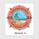 Indiana Dunes National Park Retro Compass Emblem Sticker (Vel)