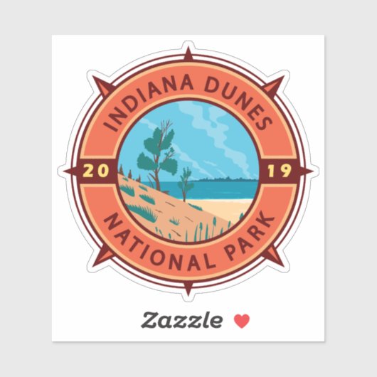 Indiana Dunes National Park Retro Compass Emblem Sticker (Vel)