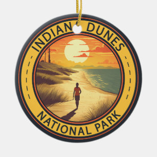 Indiana Dunes National Park Travel Art-Vintage Keramisch Ornament