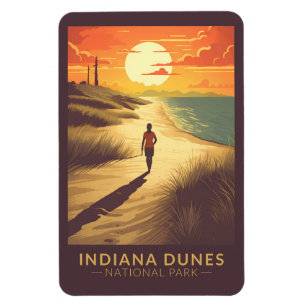 Indiana Dunes National Park Travel Art-Vintage Magneet