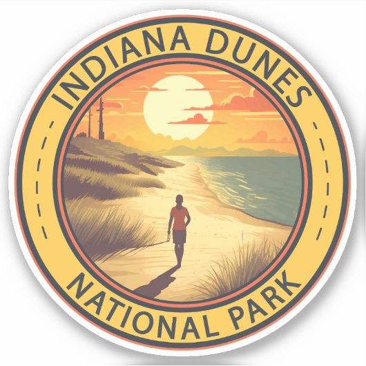 Indiana Dunes National Park Travel Art-Vintage Sticker (Voorkant)