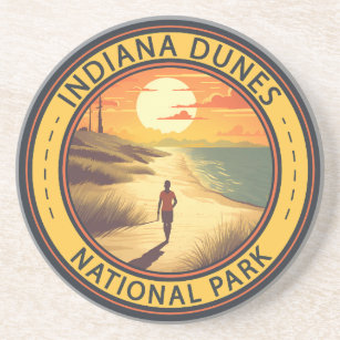 Indiana Dunes National Park Travel Art-Vintage Zandsteen Onderzetter