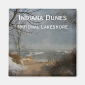 Indiana Dunes, oever, bewolkt, winter Magneet (Voorkant)