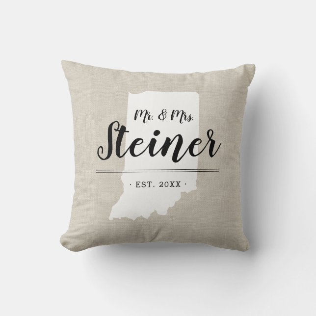 Indiana Family Monogram State Sierkussen (Voorkant)