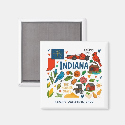 Indiana Family Trip Keepsake Custom Magneet (Voorkant / Achterkant)