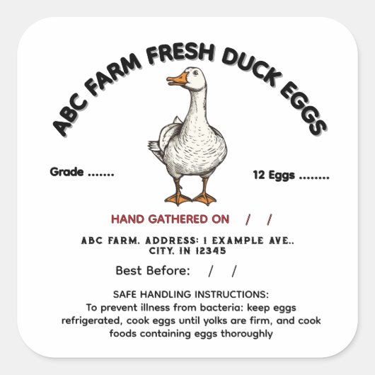 Indiana FDA Ei Etiket (Voorkant)