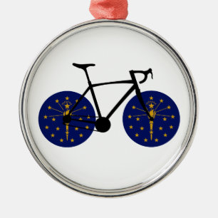 Indiana Flag Fietsen Metalen Ornament
