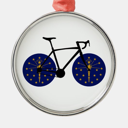 Indiana Flag Fietsen Metalen Ornament (Voorkant)