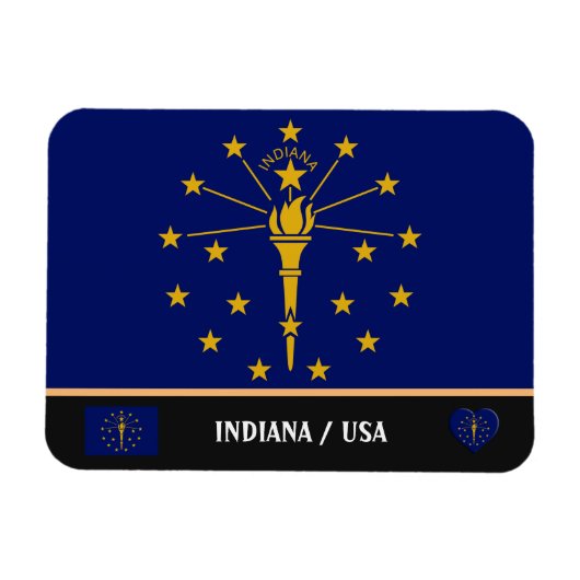 Indiana Flag & Indiana State/reis Amerika Magneet (Horizontaal)