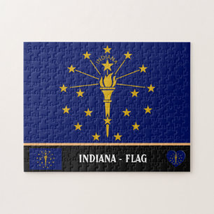Indiana Flag & Indiana State USA/America Legpuzzel