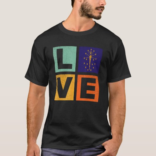 Indiana Flag  Love Indiana T-shirt (Voorkant)