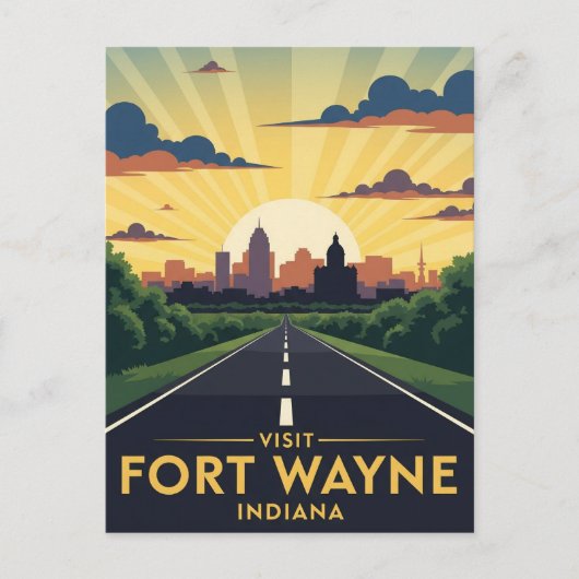 Indiana Fort Wayne Travel Briefkaart (Voorkant)
