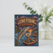 Indiana Gone Fishing Meerforel Briefkaart (Staand voorkant)