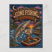 Indiana Gone Fishing Meerforel Briefkaart (Voorkant)