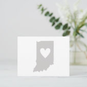 Indiana Gray State Map Shape Hoosier Heart Cutout Briefkaart (Staand voorkant)