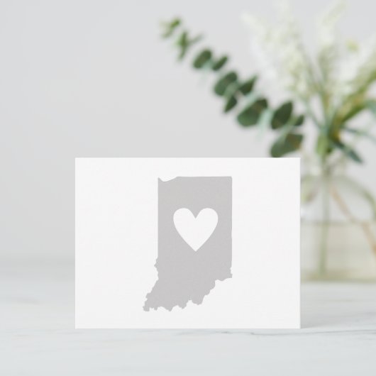 Indiana Gray State Map Shape Hoosier Heart Cutout Briefkaart (Staand voorkant)