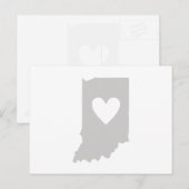 Indiana Gray State Map Shape Hoosier Heart Cutout Briefkaart (Voorkant / Achterkant)