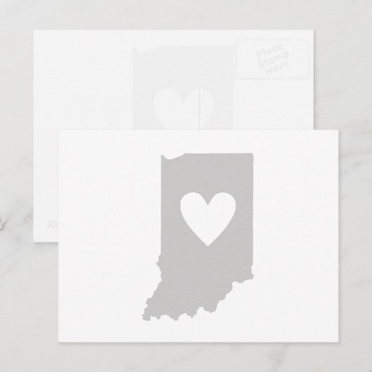 Indiana Gray State Map Shape Hoosier Heart Cutout Briefkaart (Voorkant / Achterkant)