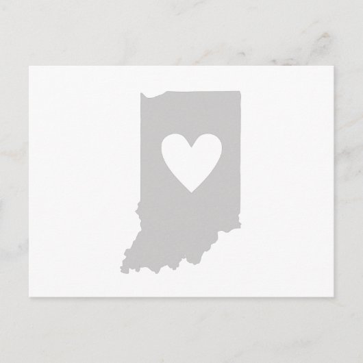 Indiana Gray State Map Shape Hoosier Heart Cutout Briefkaart (Voorkant)