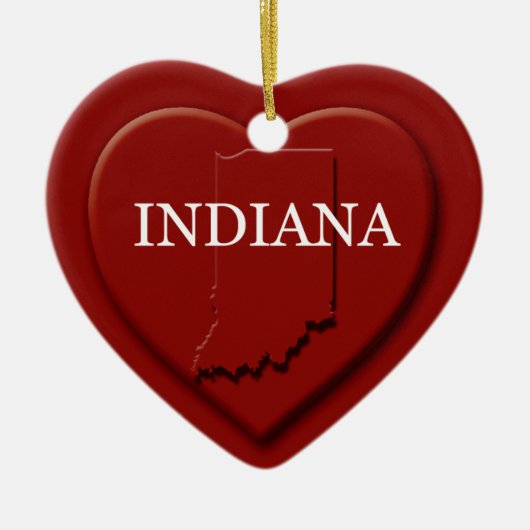 Indiana Heart Map kerstversiering Keramisch Ornament (Voorkant)