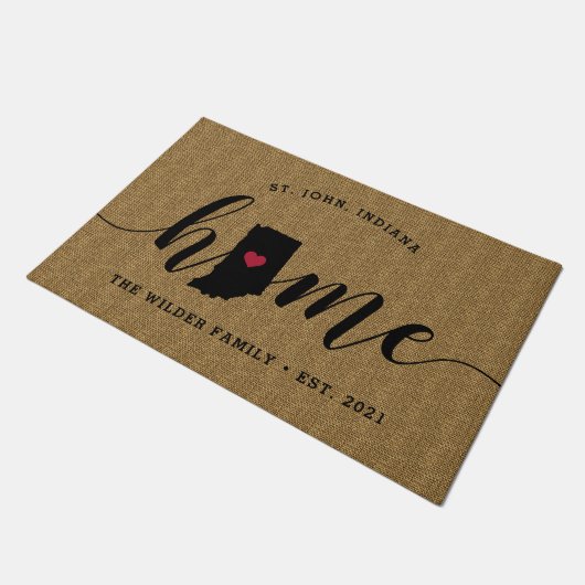 Indiana Home State Gepersonaliseerd Deurmat (Schuin)