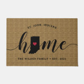 Indiana Home State Gepersonaliseerd Deurmat (Voorkant)