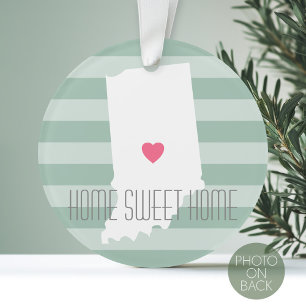 Indiana Home State Love met Custom Heart Ornament