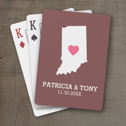 Indiana Home State Love met Custom Heart Speelkaarten