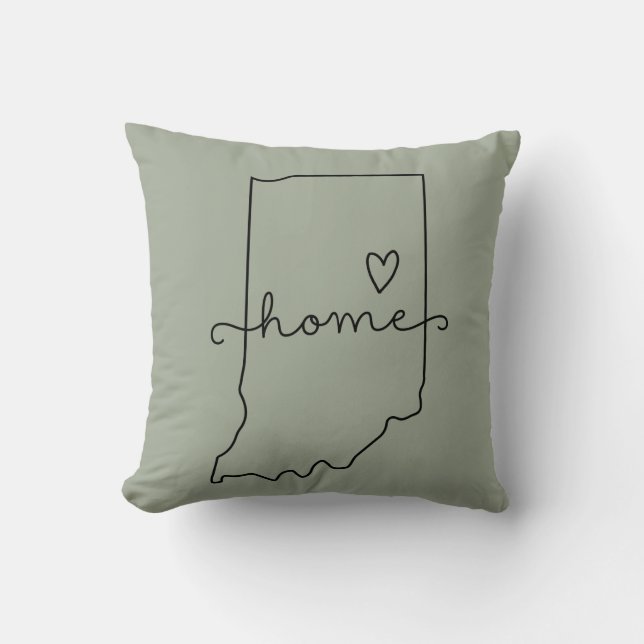 Indiana Home State Love, Movable Location Heart Kussen (Voorkant)