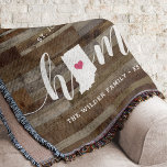 Indiana Home State Personalized Wood Kijk uit Deken<br><div class="desc">Show een beetje trots op de thuisstaat met deze schattige, rustige houten plank met een deken die "thuis" is voorzien in een wit kalligrafiescript dat met een silhouette kaart van de staat Indiana staat voor de letter "O.". Een roze hartillustratie binnen de staatskaart voltooit het ontwerp; u kunt de positie...</div>
