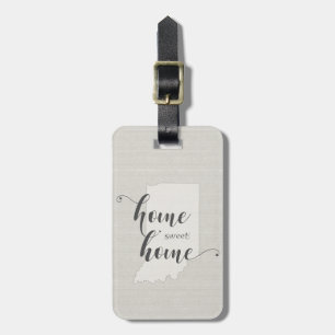 Indiana - Home Sweet Home Burlap-look Bagagelabel