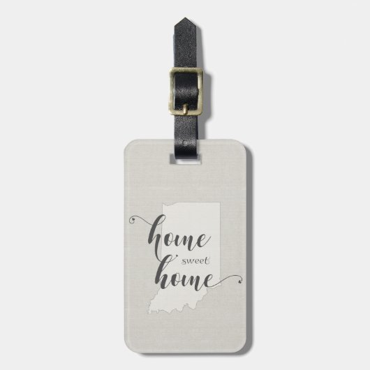 Indiana - Home Sweet Home Burlap-look Bagagelabel (Voorkant verticaal)