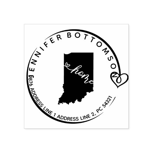 Indiana Hometown Map Rubberstempel (Afrduk)