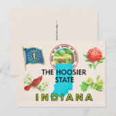 Indiana Hoosier Greeting Postcard Briefkaart (Voorkant / Achterkant)
