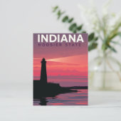 Indiana Hoosier State Vintage Lighthouse Sunset Briefkaart (Staand voorkant)