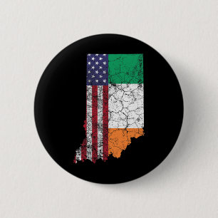 Indiana - Iers-Amerikaanse vlag St. Patrick's Day Ronde Button 5,7 Cm