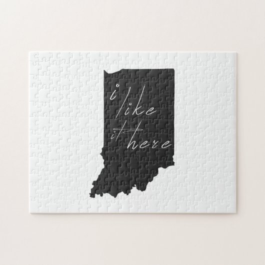 Indiana ik vind het leuk hier State Silhouette Bla Legpuzzel (Horizontaal)