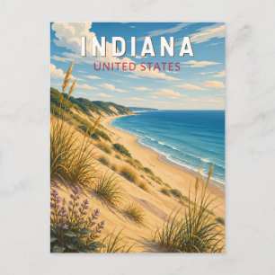 Indiana Illustratie Reis Kunst Vintage Briefkaart