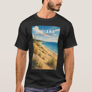 Indiana Illustratie Reis Kunst Vintage T-shirt