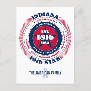 Indiana, Indianapolis, IN, Patriottisch, Monogram Briefkaart