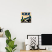 Indiana Indianapolis Midwest Roadtrip Reizen Poster (Thuiskantoor)