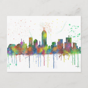 INDIANA, INDIANAPOLIS SKYLINE BRIEFKAART