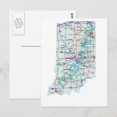Indiana Interstate Map Briefkaart (Voorkant / Achterkant)