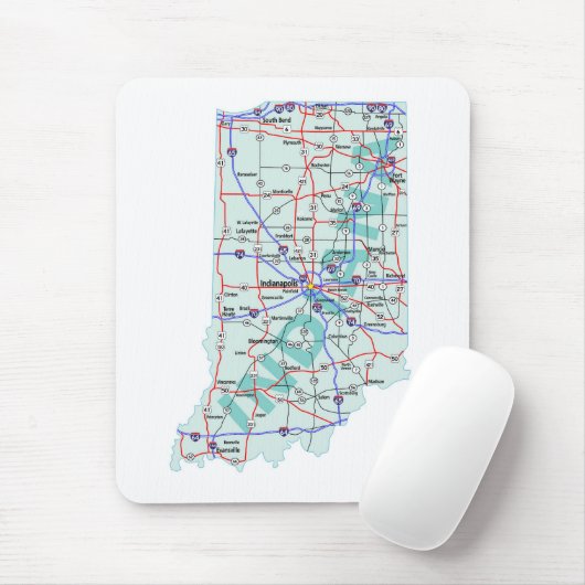 Indiana Interstate Map Mousepad Muismat (Met muis)