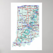 Indiana Interstate Map Print (Voorkant)