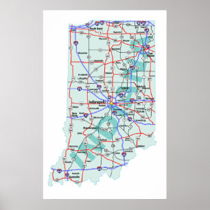 Indiana Interstate Map Print