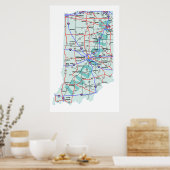 Indiana Interstate Map Print (Keuken)
