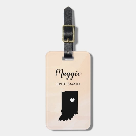 Indiana kaart bagagelabel, bruiloftsgeschenk welko bagagelabel (Voorkant verticaal)