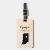 Indiana kaart bagagelabel, huwelijksfeest welkom bagagelabel (Voorkant verticaal)